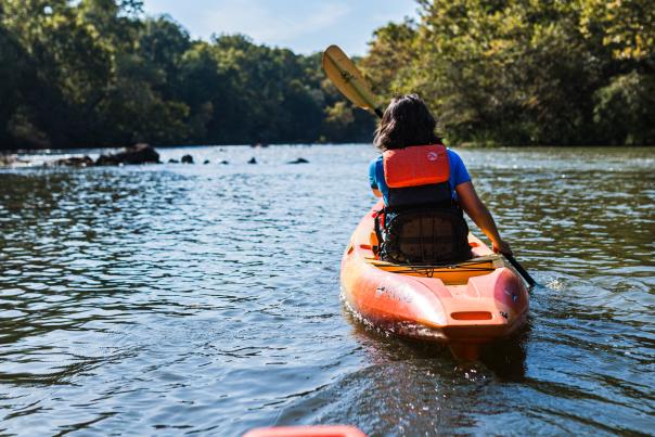 a pair of kayakers on a river
