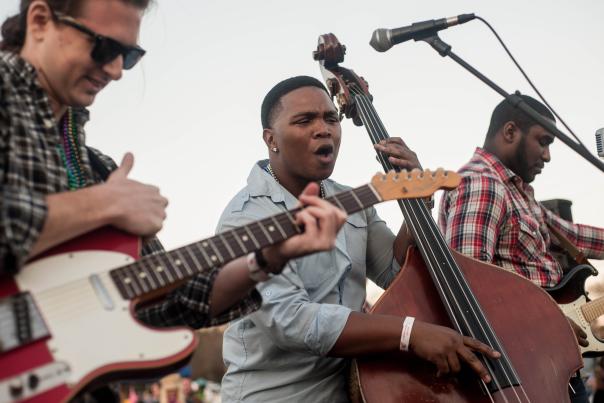 Band Performing at Mardi Gras at City Roots