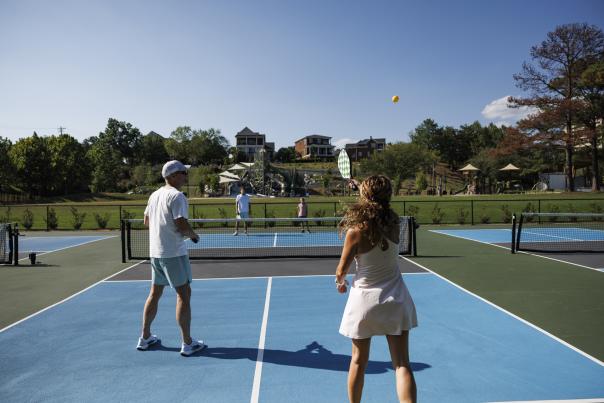 People playing pickle ball