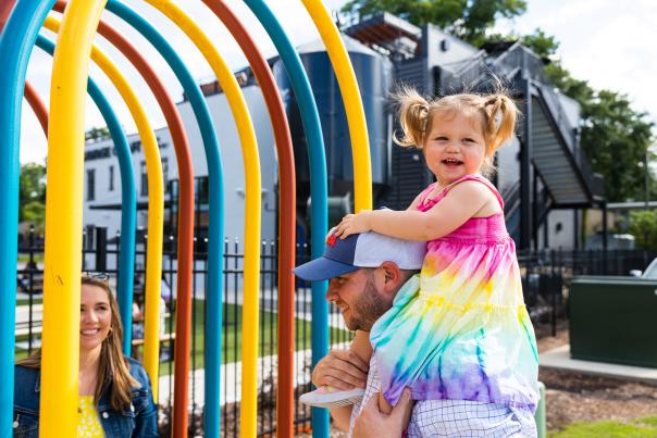 Family playing at a park
