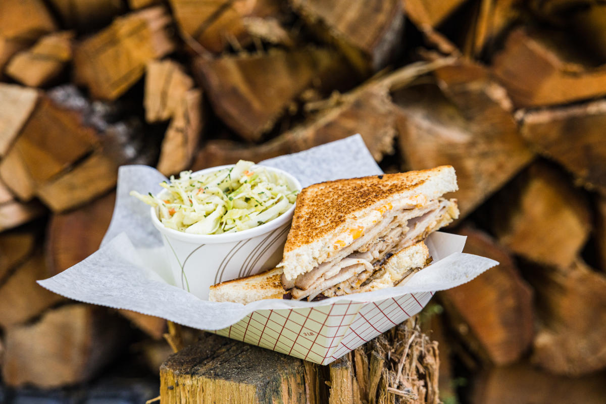 Turkey melt sitting on a log