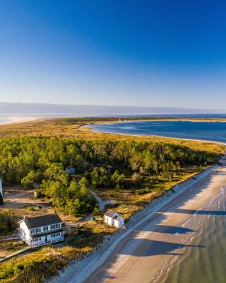 Cape Lookout Lighthouse Aerial Sunrise