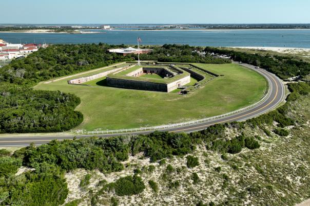 Aerial photo of Fort Macon State Park