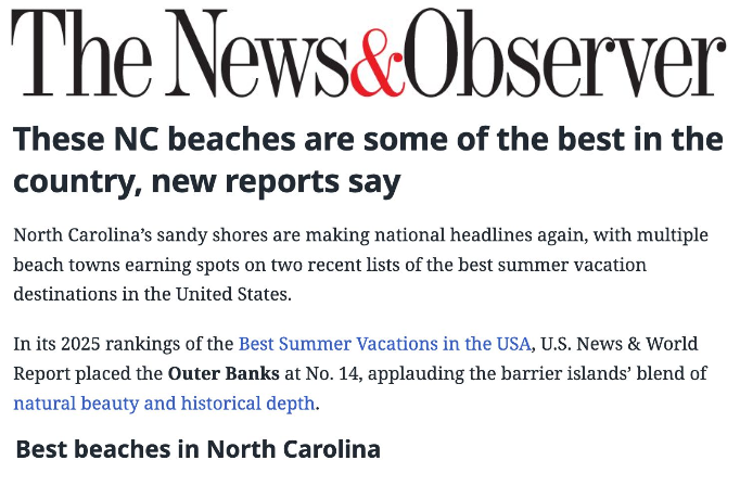 The News & Observer NC Beaches Press Cover