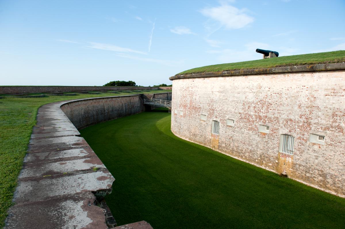 Exterior moat wall of Fort Macon State Park