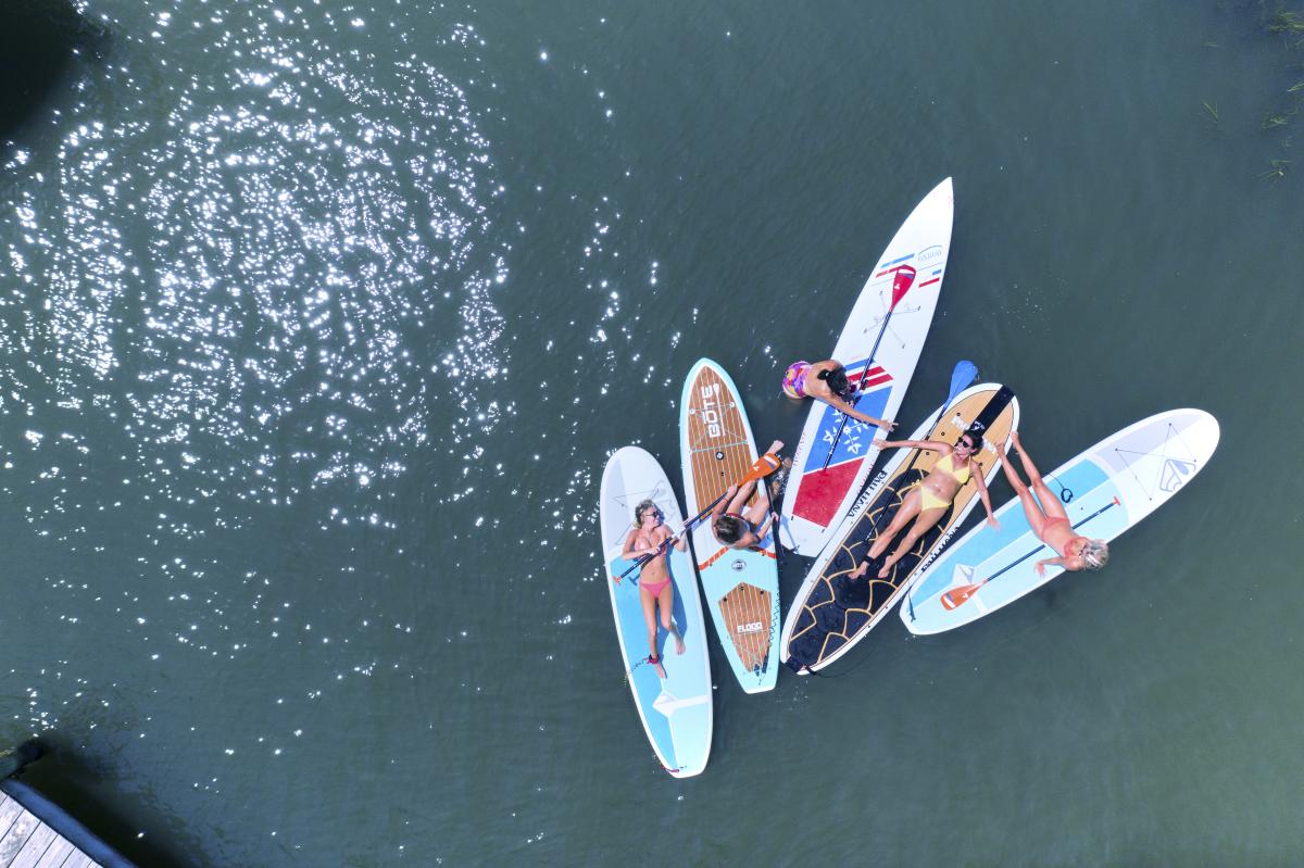 Group of women on paddle boards