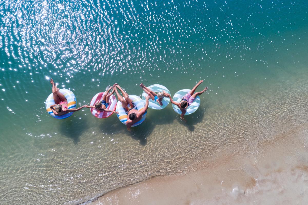 Family on floats
