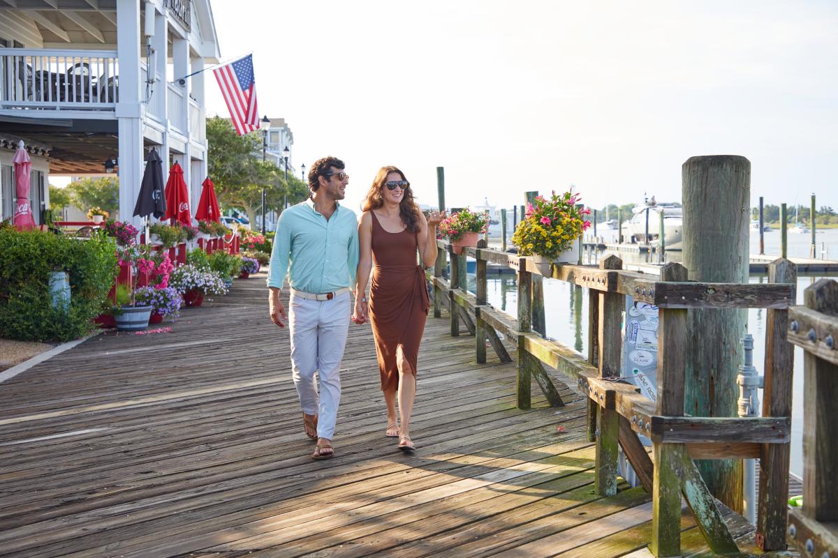 Couple on boardwalk in Beaufort