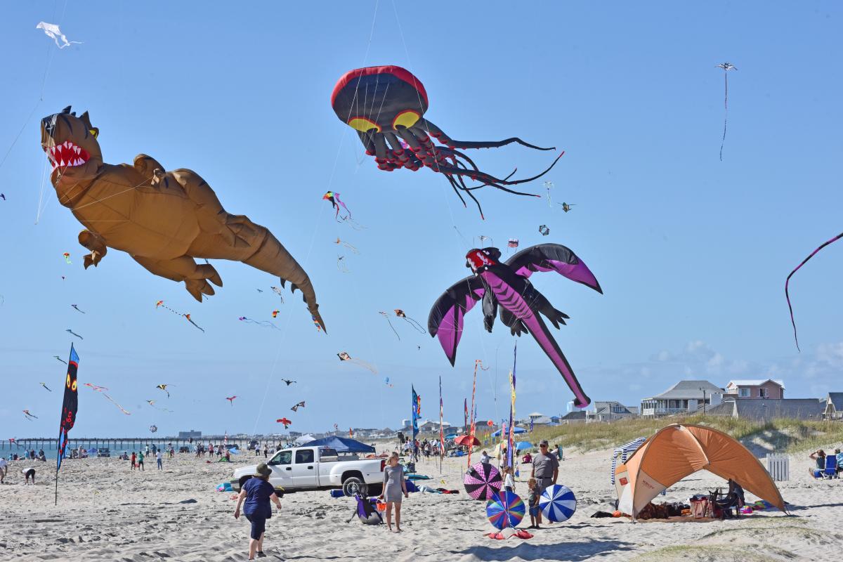 Kites flying in the sky