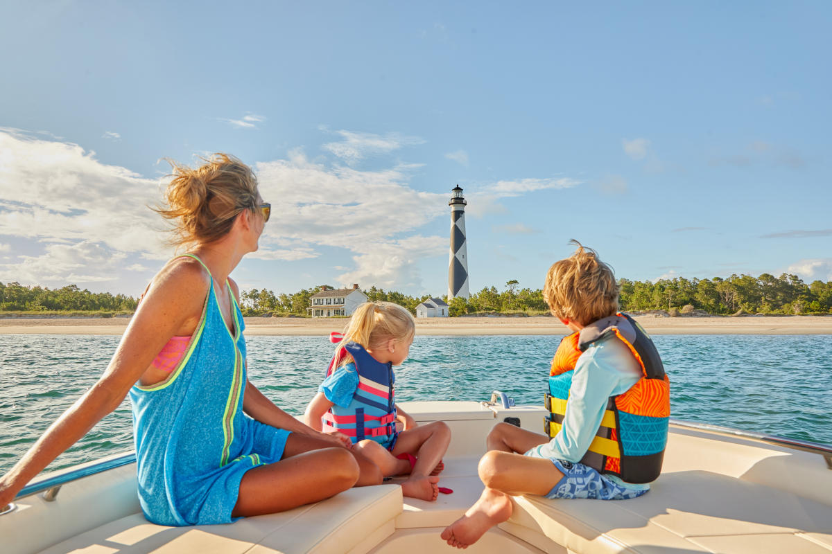 Family on boat at the cape