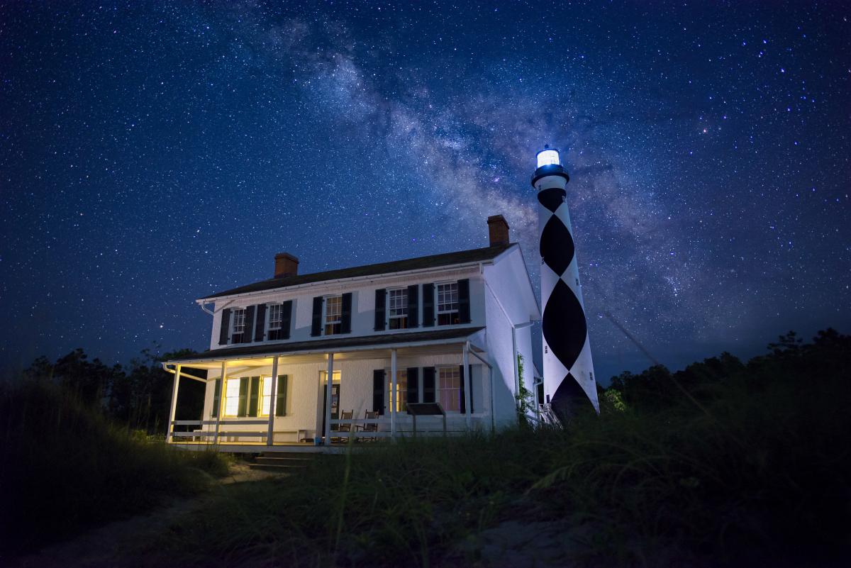 Lighthouse Keepers House Dark Sky with Milkyway