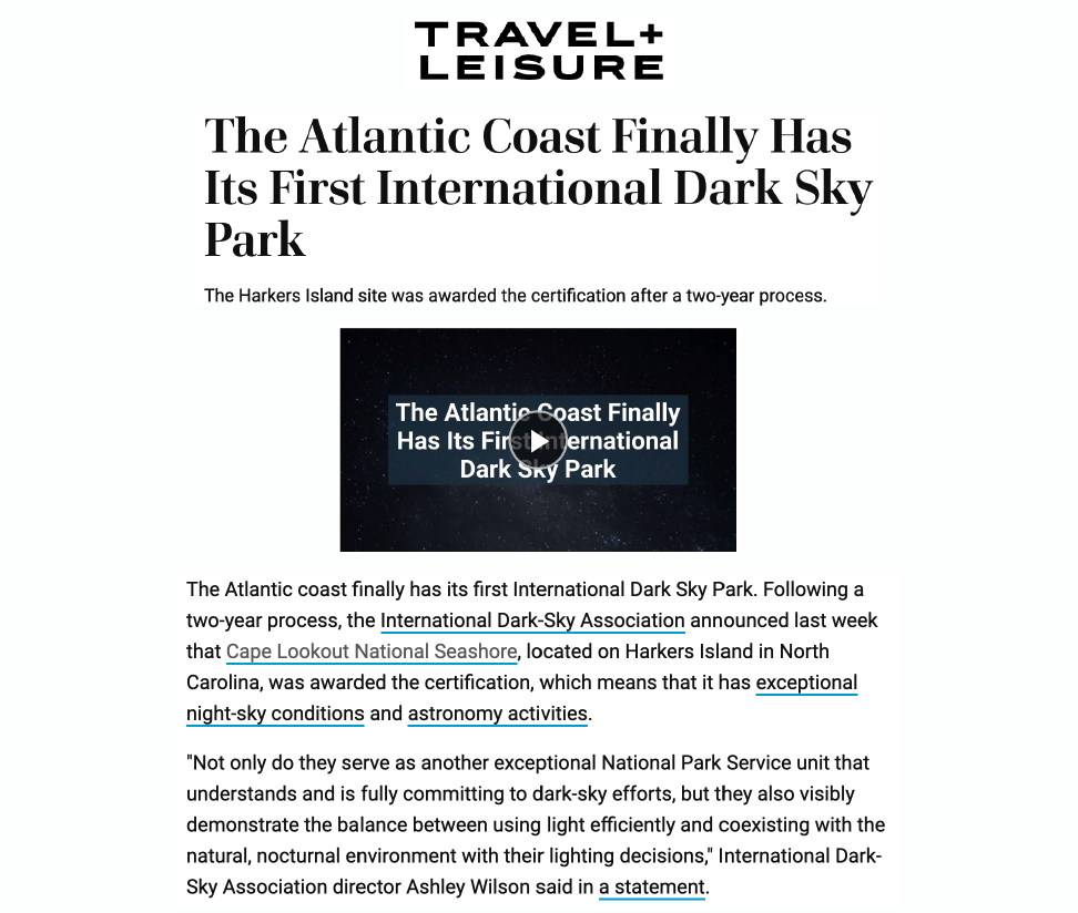 Travel + Leisure Dark Sky