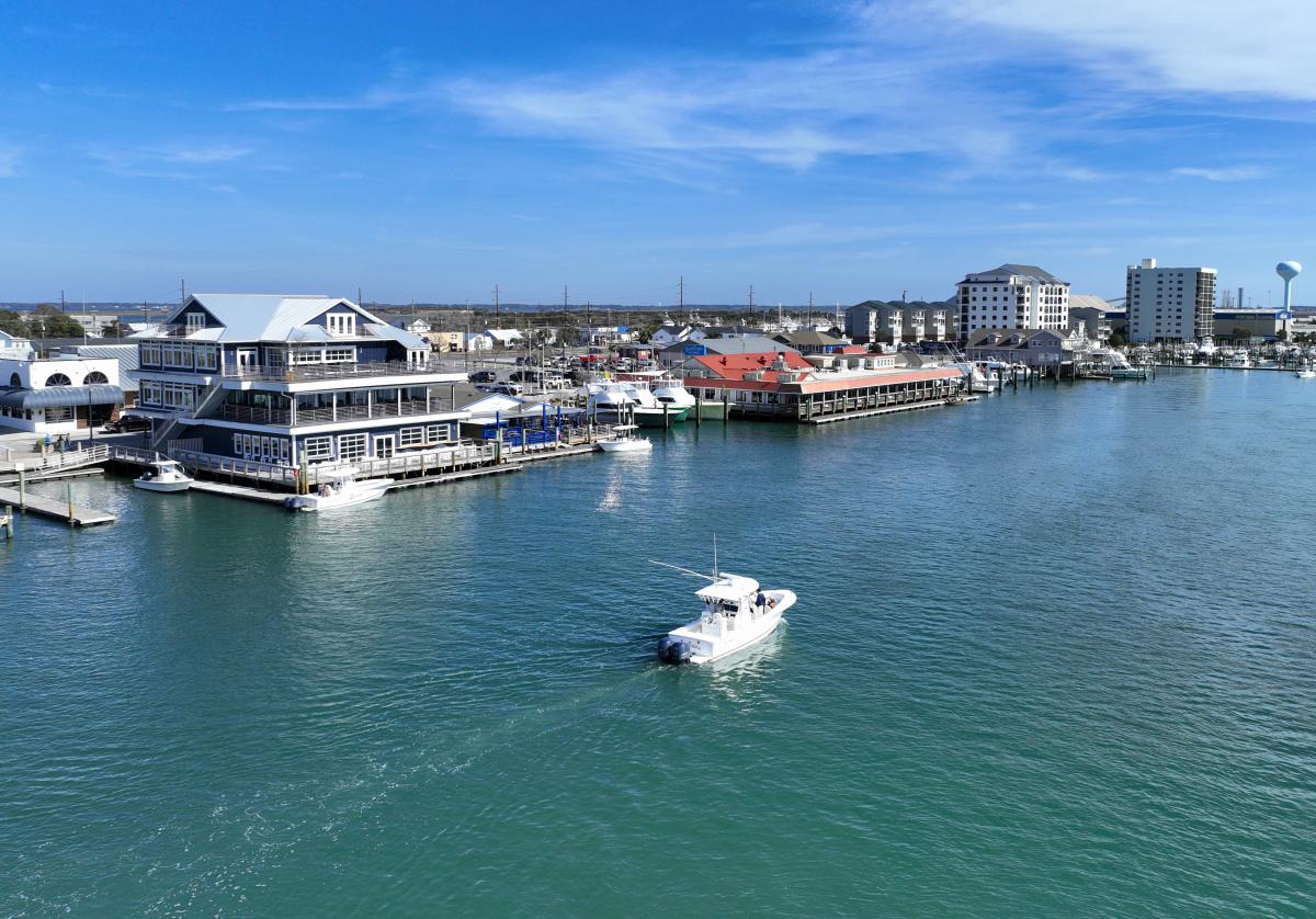 Morehead City waterfront by boat aerial