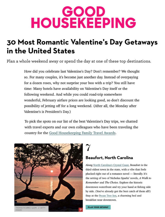 Good Housekeeping 30 Most Romantic Valentine's Day Getaways Cover