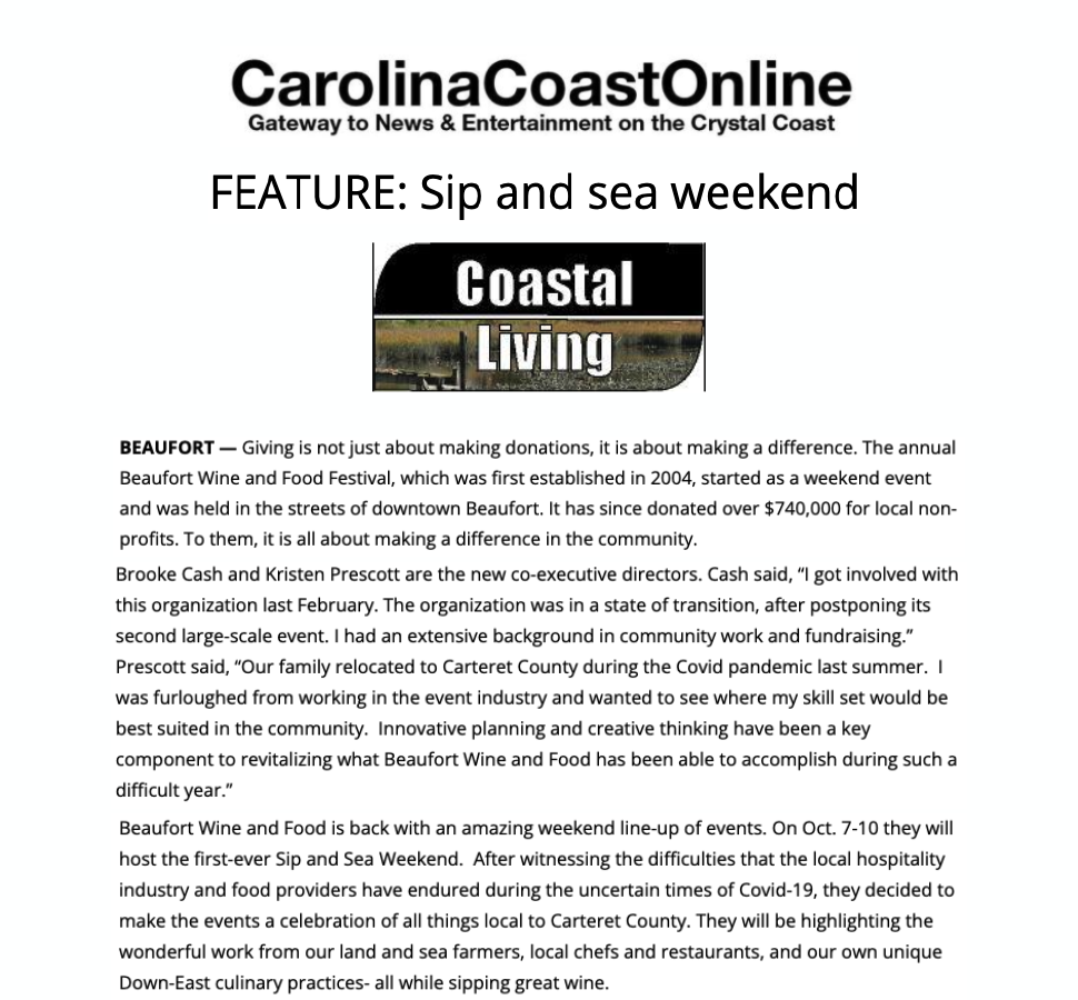 Carolina Coast Online Press Release Cover