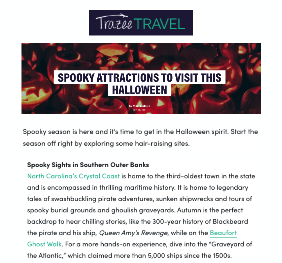 Trazee Travel Spooky Attractions Press Release Cover