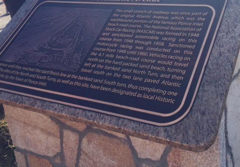 Ponce Inlet Beach Racing Historic Atlantic Avenue Marker