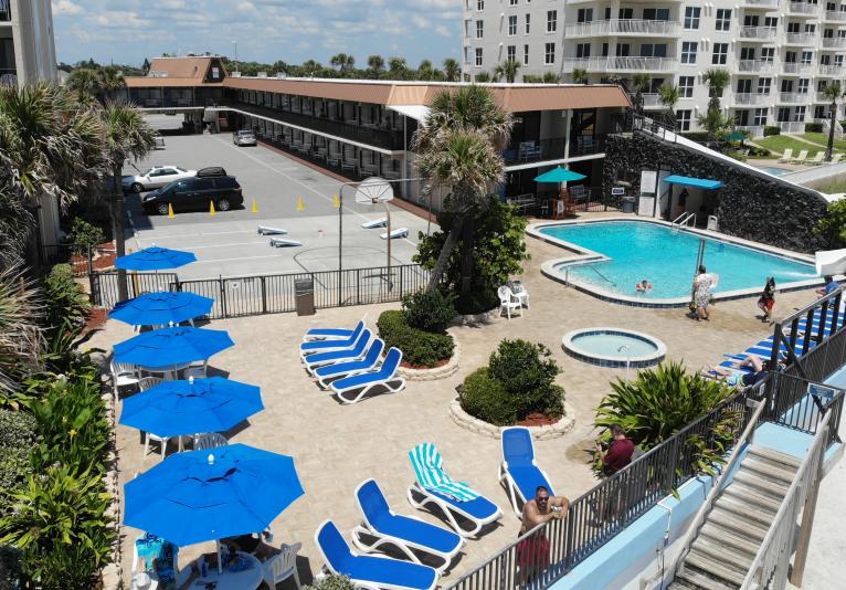 Pool Deck, Heated Outdoor Pool, Waterslide and Kiddie Pool