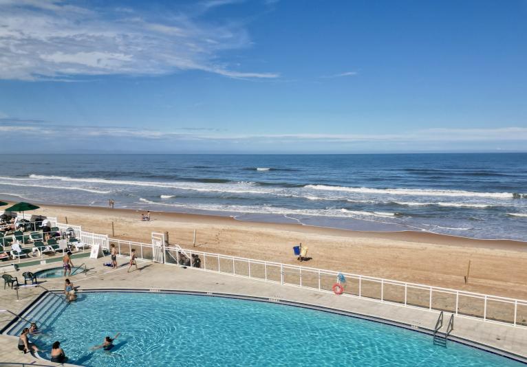 Steps from the Pool to the Shore