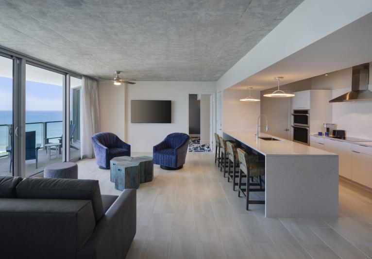 2 Bedroom Oceanfront Kitchen & Living | Max Beach Resort