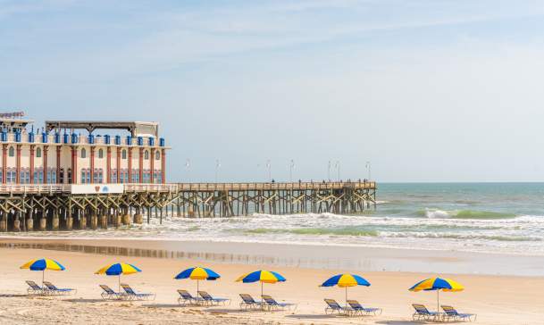 Daytona Beach Pier on the ocean in Daytona Beach, Florida.