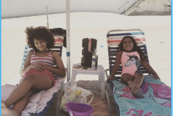 Mother and daughter at the beach