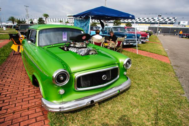 A show car on display during the Turkey Run at Daytona International Speedway