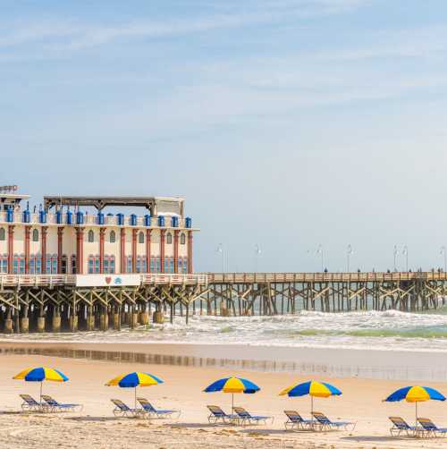 Daytona Beach Pier on the ocean in Daytona Beach, Florida.