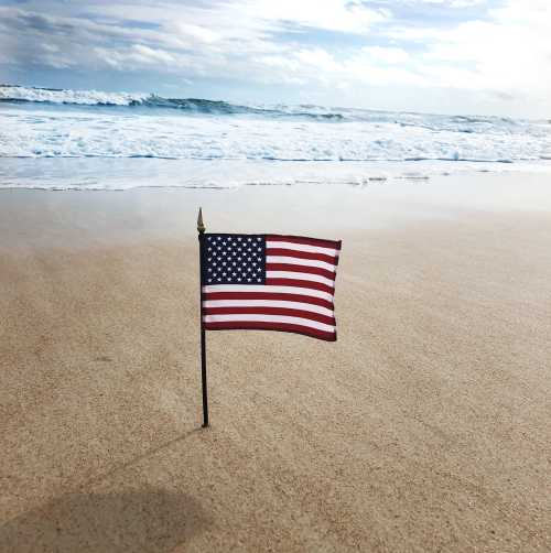 American Flag by the Beach