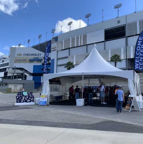 Biketoberfest Welcome Tent at Daytona International Speedway in Daytona Beach, Florida.
