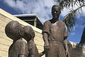 Statue of Jackie Robinson outside Jackie Robinson Ballpark in Daytona Beach