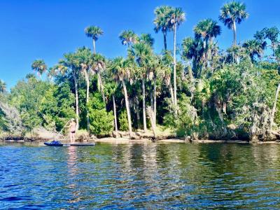 Paddleboarding near Daytona Beach, Florida along Tomoka State Park.