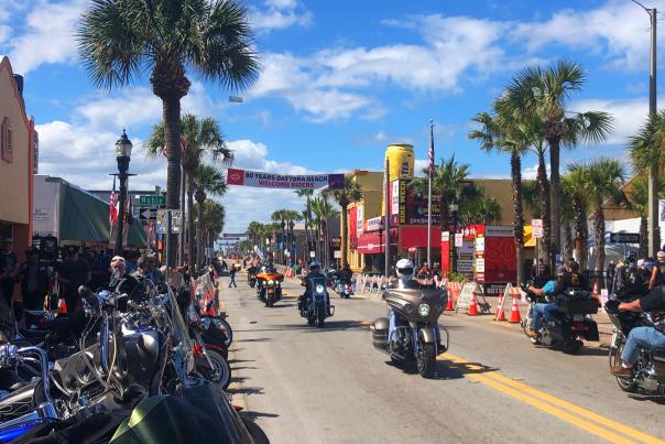 Motorcycles on Main Street during Bike Week
