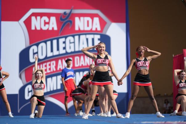 Cheerleaders during the NCA Championships at the Bandshell in Daytona Beach.