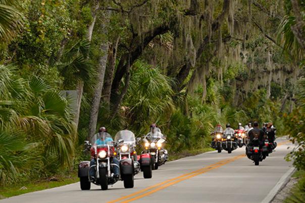 Motorcyclists ride through The Loop during Biketoberfest