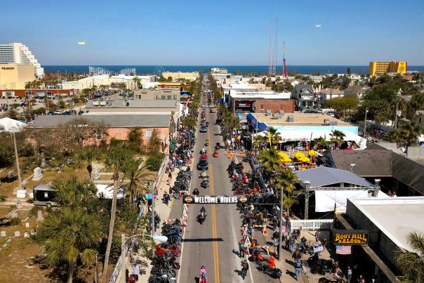 Riders on Main Street at Daytona Bike Week in Florida