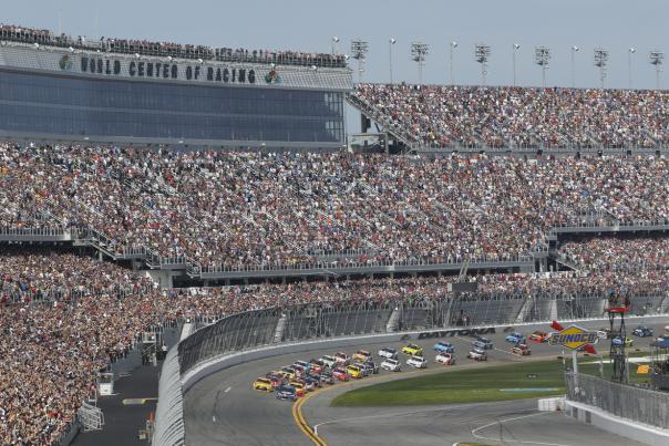 View of the huge crowd at Daytona International Speedway during a DAYTONA 500 race