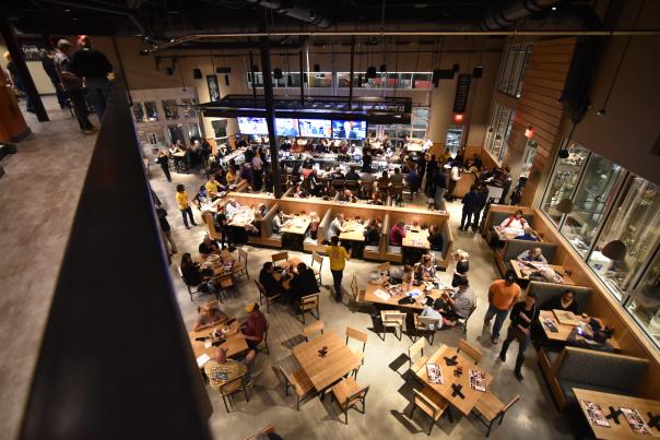 An aerial view of Rock Bottom Brewery at ONE DAYTONA