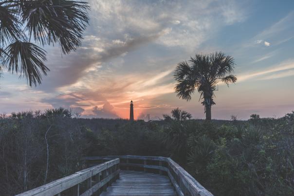 While Ponce Inlet Lighthouse isn't in Lighthouse Point Park, the park offers spectacular views of it especially at sunset