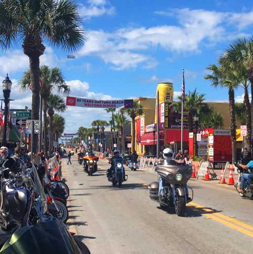 Motorcycles on Main Street during Bike Week