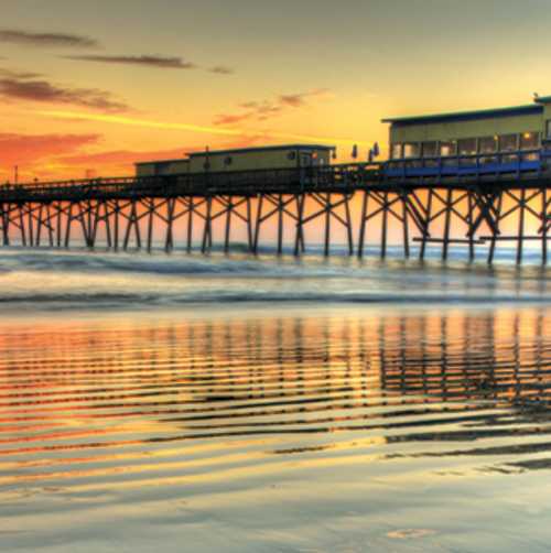 Sunglow Pier in Daytona Beach Shores during a peaceful sunrise