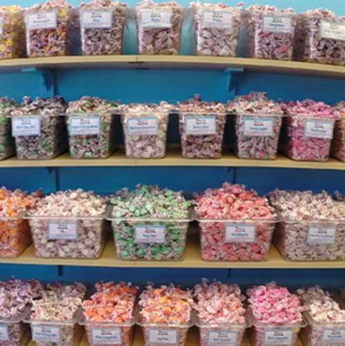 Zeno's Boardwalk Sweet Shop features a delectable selection of saltwater taffy.