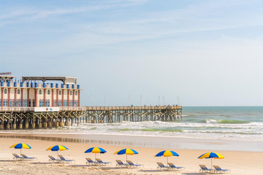 Daytona Beach Pier on the ocean in Daytona Beach, Florida.