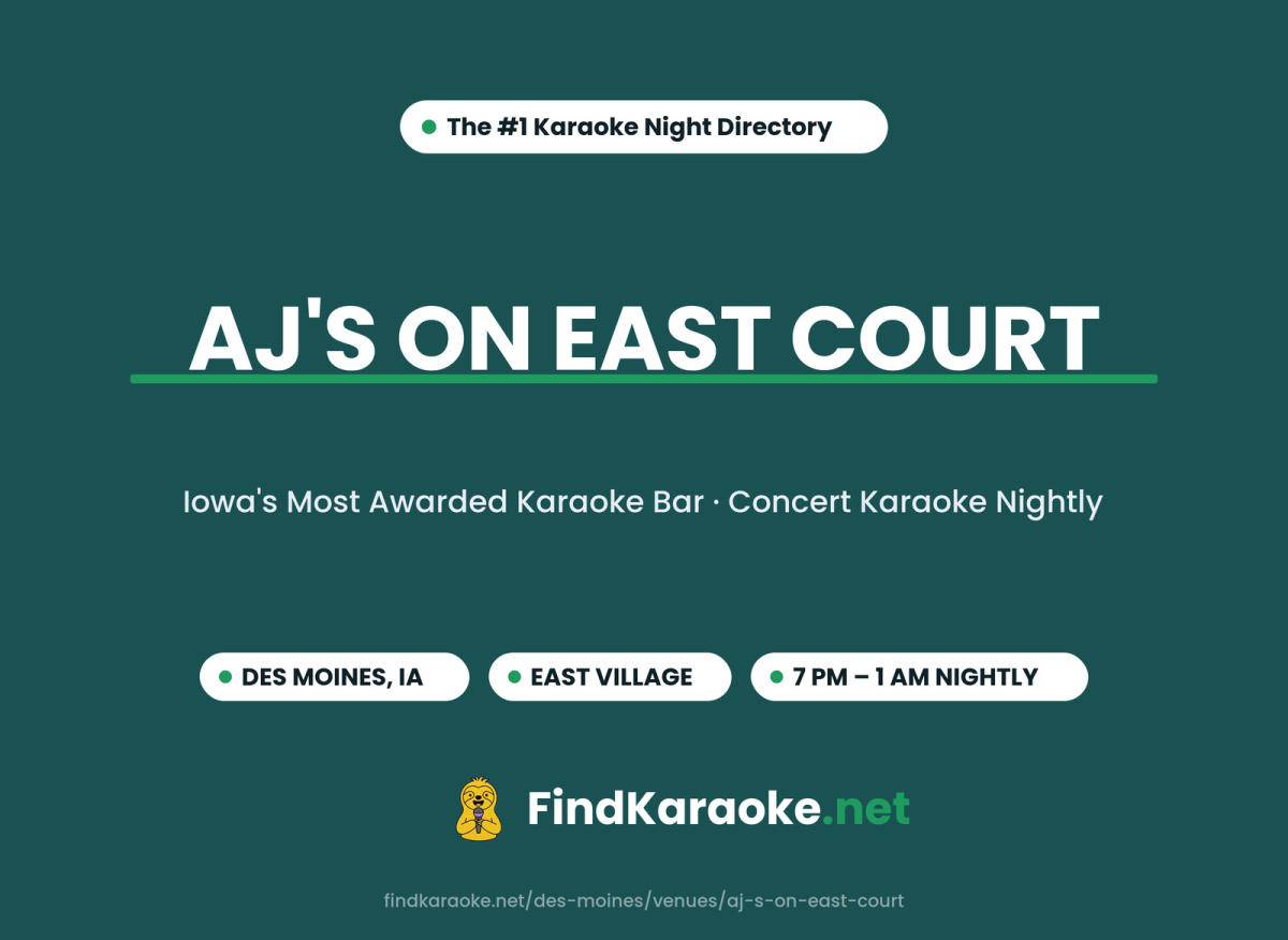 Concert Karaoke Nightly at AJ's on East Court