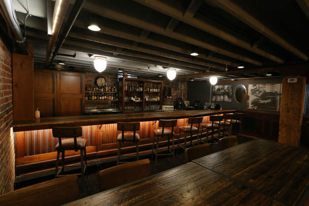 The bar at Ken's Speakeasy in Des Moines is decorated to look like a Prohibition-era bar.