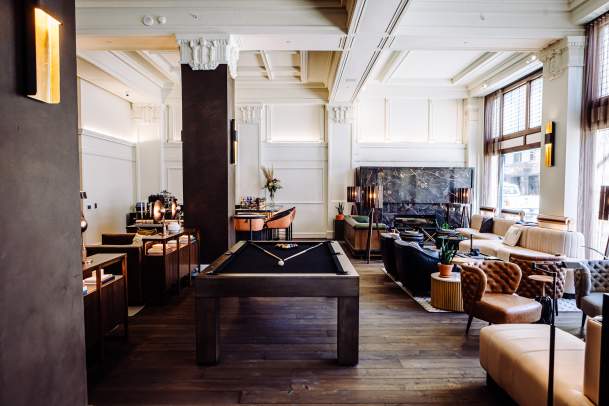 Pool table at a hotel