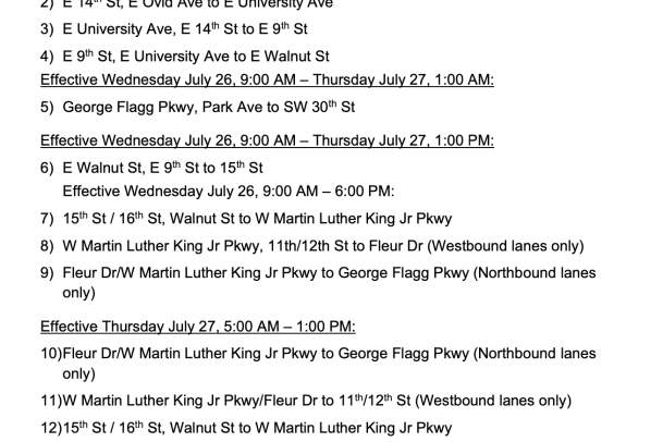 RAGBRAI Street Closures