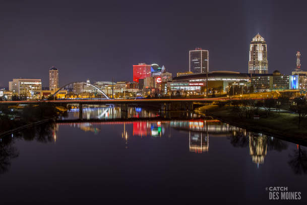 Downtown Des Moines Skyline at night