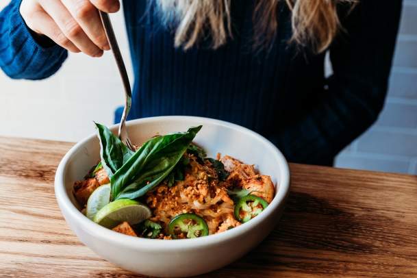 Bowl of vegetarian food