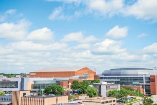 View of the Iowa Events Center from a distance
